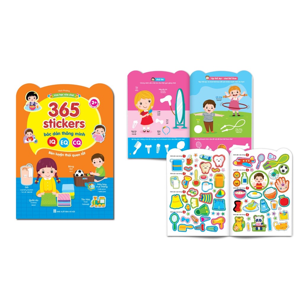 Sách - 365 stickers Bóc dán thông minh song ngữ Việt Anh dành cho trẻ từ 2-6 tuổi (Bộ 6 cuốn)