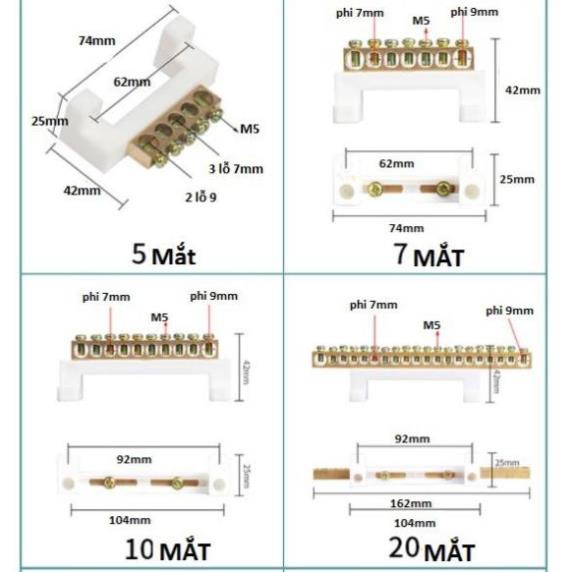 Cầu đấu trung tính loại tốt - chịu tải lớn - Cầu mát 0v -TBĐ -Thiết bị điện giá tốt