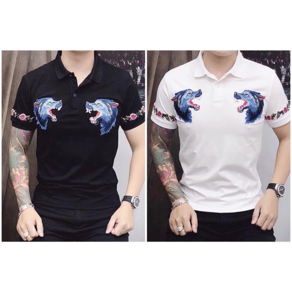 ÁO PHÔNG CÓ CỔ NAM THÊU HÌNH HỔ ĐẸP . .