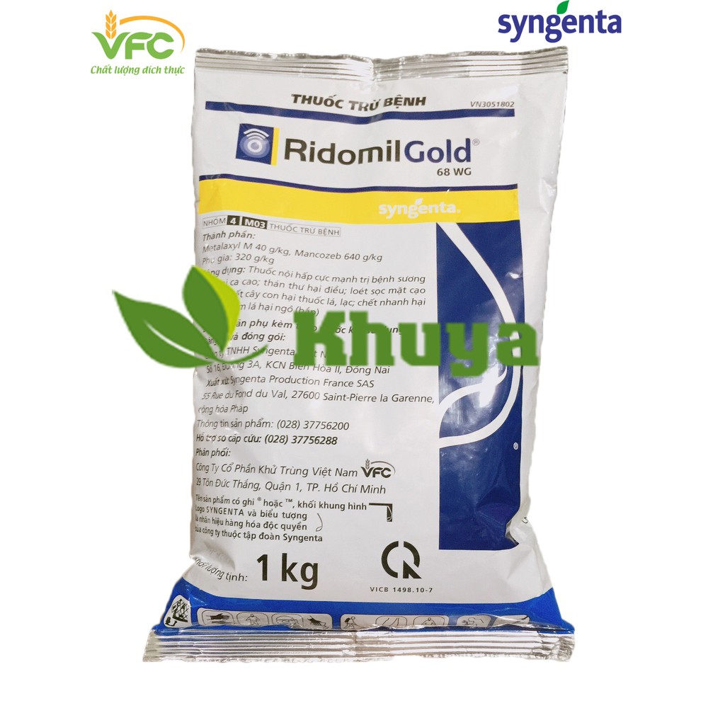 Thuốc trừ bệnh Ridomil Gold 68WG 1kg chính hãng SYNGENTA