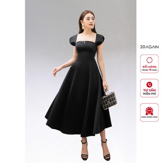 Đầm xòe cổ vuông tay chờm 20AGAIN,đầm đi tiệc khoảng hở lưng quyến rũ DEC0064