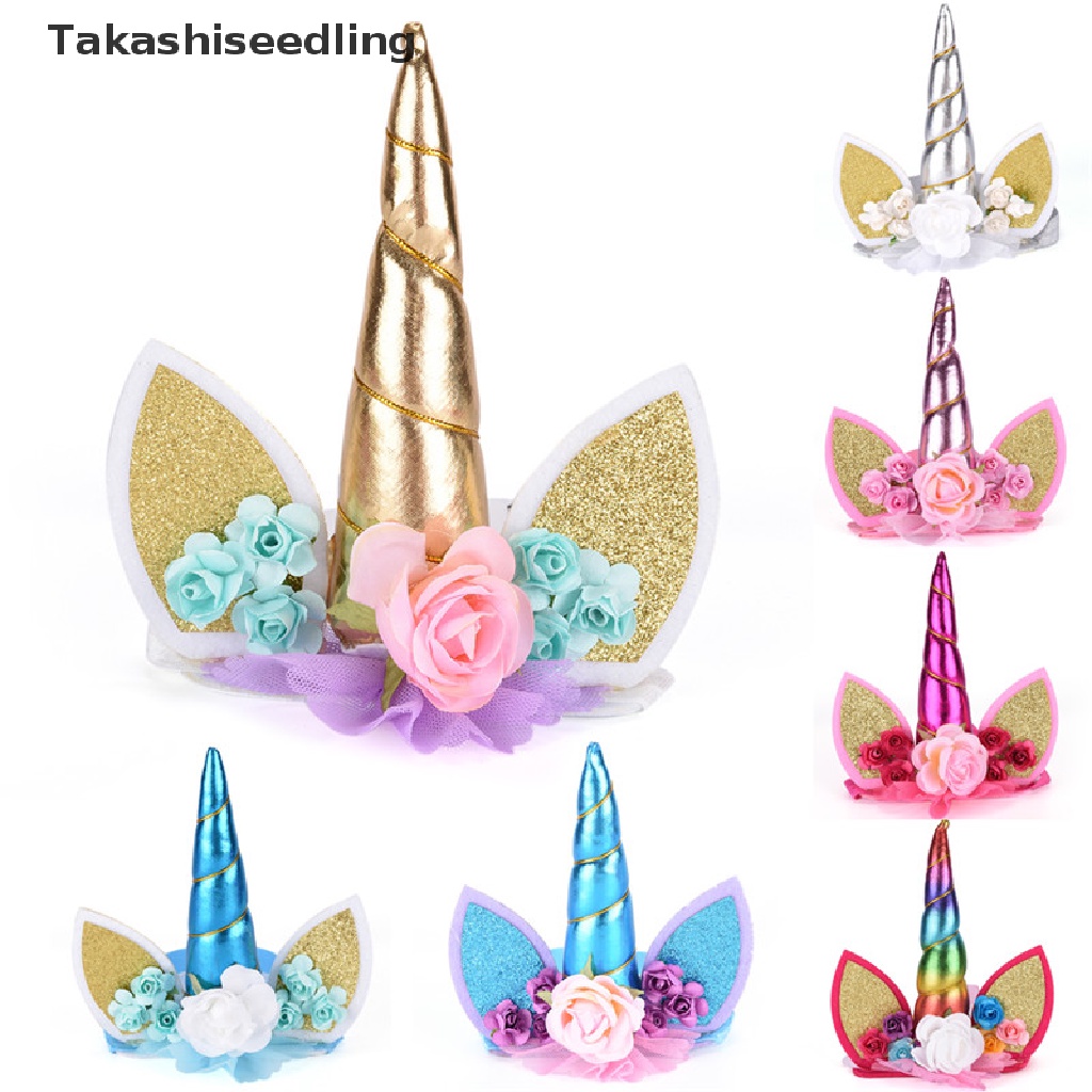 1 Cài Tóc Hình Sừng Kỳ Lân Đính Kim Tuyến Lấp Lánh Cho Bé