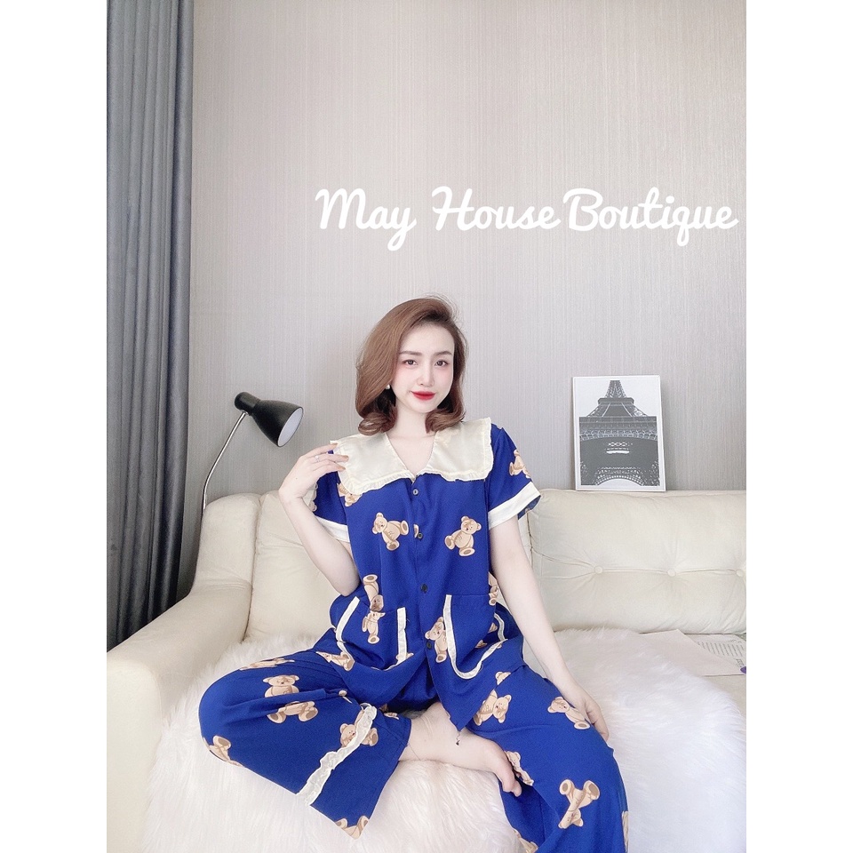 [ Bigsize 50-100kg ] Đồ Bộ Dài Tiểu Thư Bèo Nhún Lụa Nhật kiểu Hai Túi Cho Nàng Múp | BigBuy360 - bigbuy360.vn