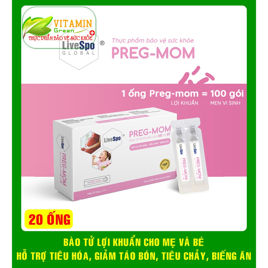 BÀO TỬ LỢI KHUẨN PREG MOM - HỖ TRỢ TIÊU HÓA, BIẾNG ĂN, TÁO BÓN CHO MẸ VÀ BÉ