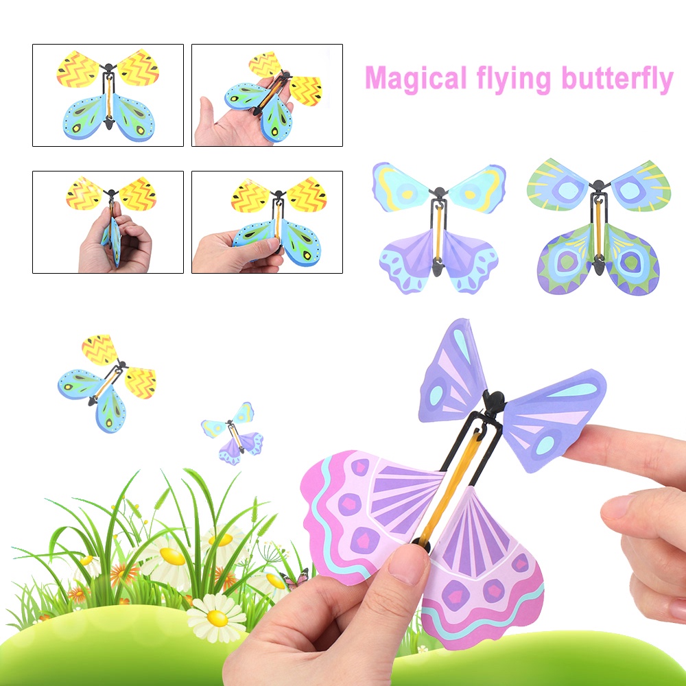 1 Đồ Chơi Hình Bươm Bướm Bằng Cao Su Có Dây Cao Su Vui Nhộn Sáng Tạo Cho Bé