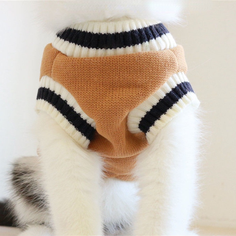 ⭐Hot!⭐Áo Len Cổ Chữ V Họa Tiết Kẻ Sọc Giữ Ấm Mùa Đông Dành Cho Thú Cưng XS-5XL