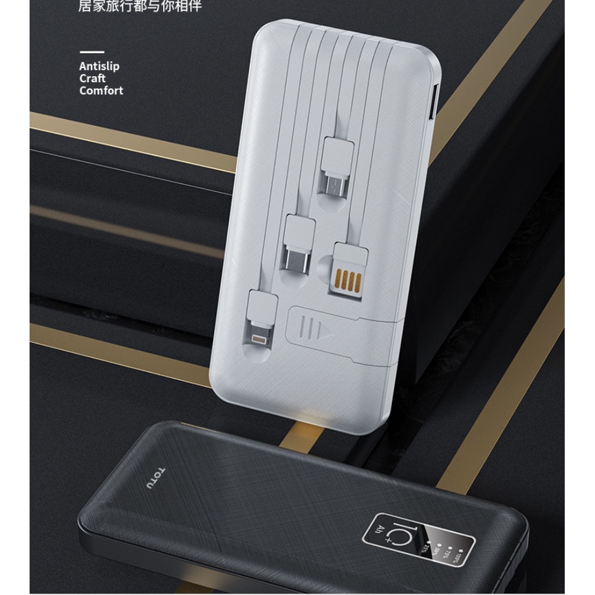 Sạc dự phòng 20000 mah Totu CPBL-07 có giá đỡ và dây sạc 3 đầu đa năng