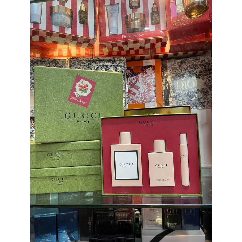 Set Nước Hoa nữ Gu Xì BLOOM GIFT SET (EDP 100ml + EDP 7.4ml + Body Lotion 100ml)