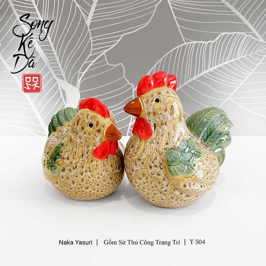 Gà Gốm Trang Trí Song Kê Dã Mỹ Nghệ Xuất Khẩu
