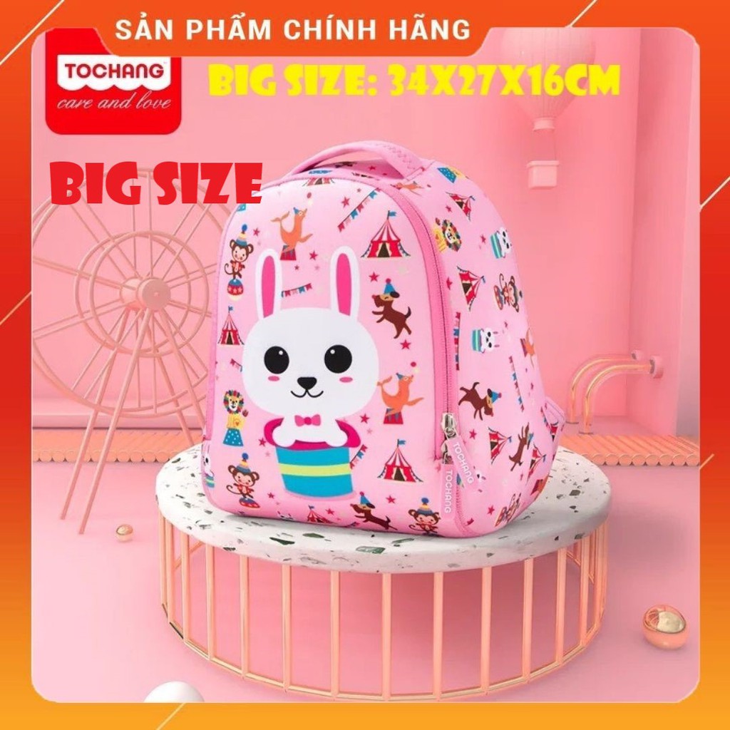 ( BIG SIZE) Balo TOCHANG Chính Hãng Cao Cấp Cho Bé Mầm Non Siêu Nhẹ Zoo Story Dễ Thương Cho Bé 3-6 Tuổi ( Gấu Chạy Đua)