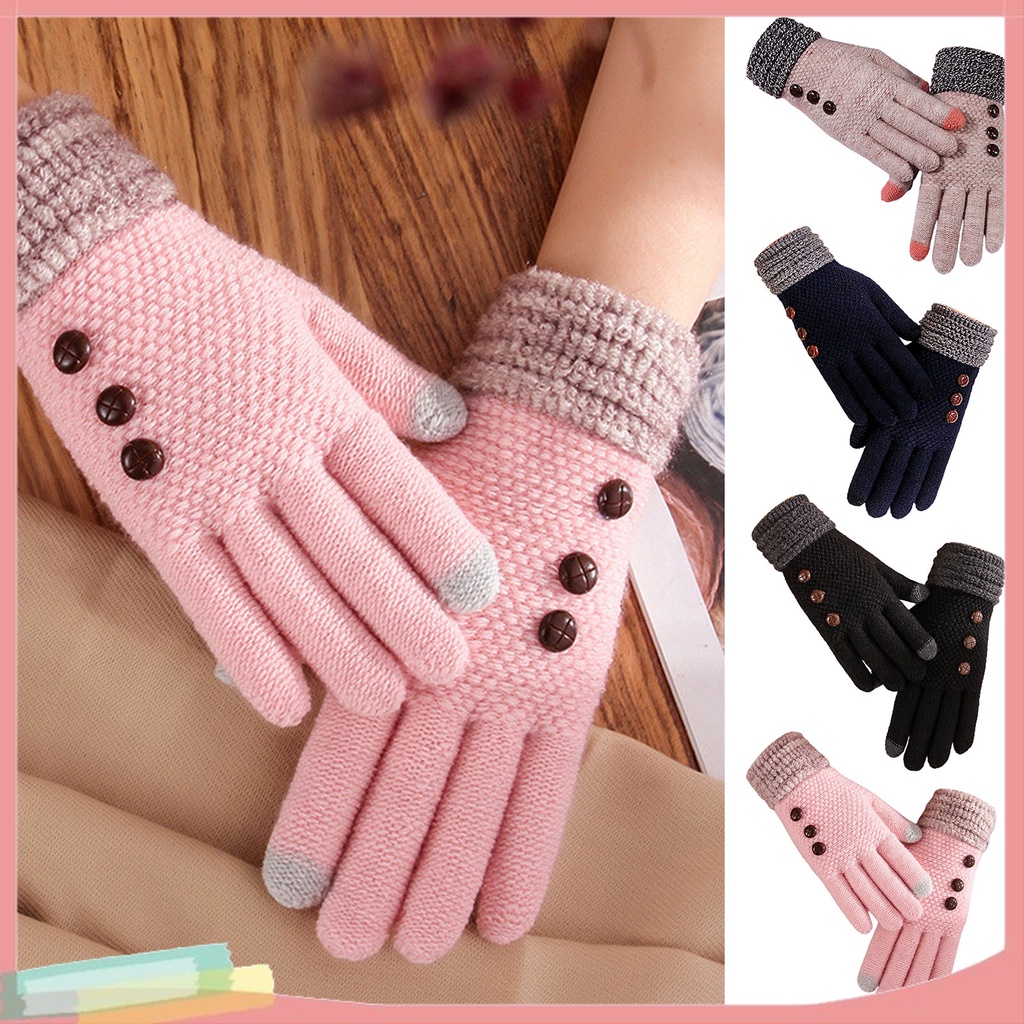 1 Cặp Găng Tay Bảo Vệ Ngón Tay Cảm Ứng Màn Hình Phối Màu Thời Trang Cho Nữ