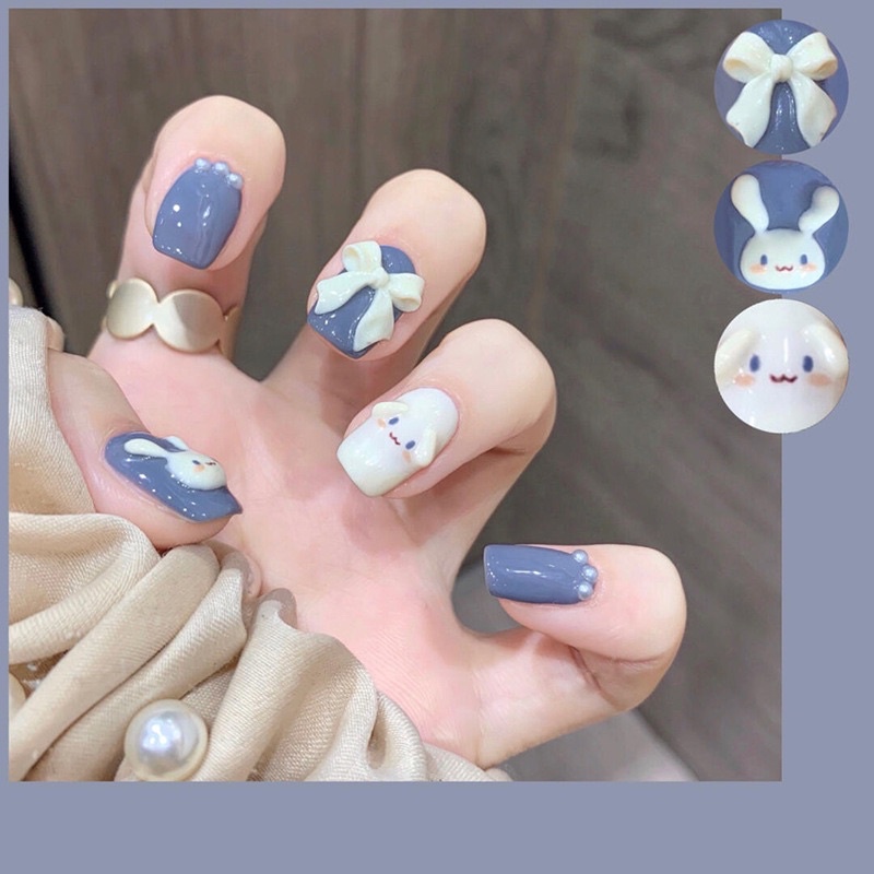 [Hàng mới về]Bộ 24 móng giả form ngắn thỏ siêu cưng