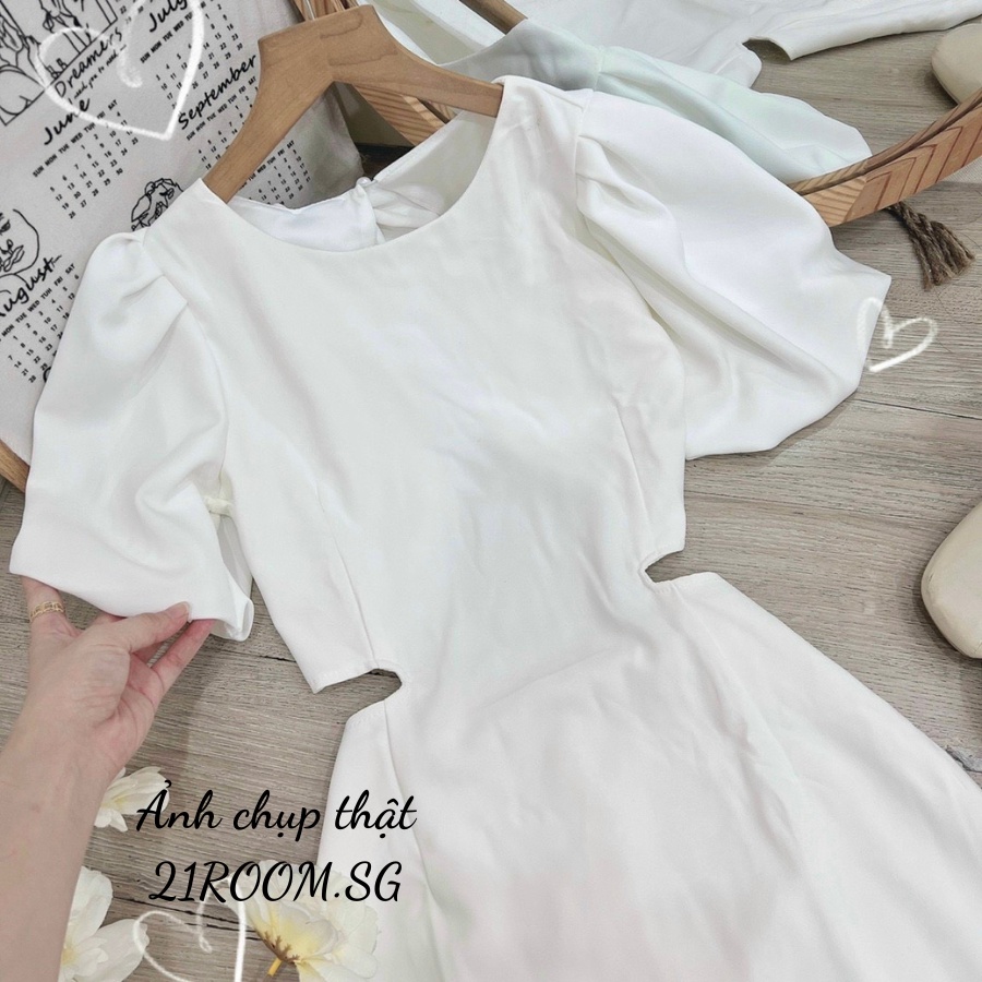 D20 ĐẦM BODY MIDI DỰ TIỆC KHOÉT EO TAY PHỒNG SIÊU XINH SIÊU TÔN DÁNG