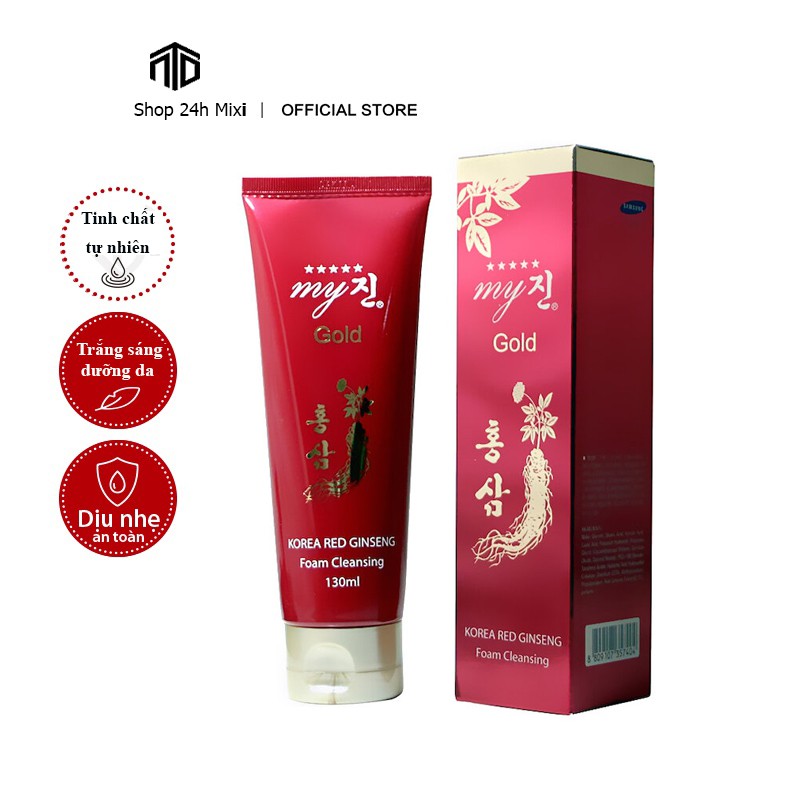 Sữa rửa mặt sâm đỏ My Gold Korea Red Ginseng Foam Cleanser Trắng da ,làm sach Da Nhờn 130ml