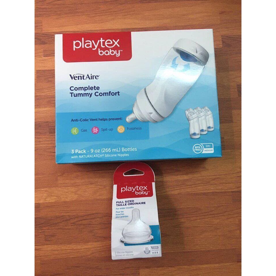 Set 3 Bình sữa playtex cổ rộng