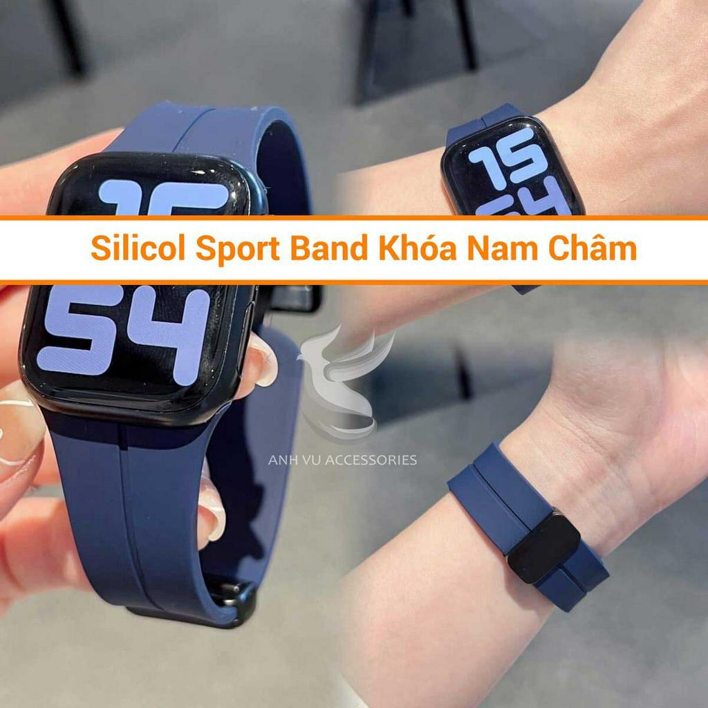 Dây cao su silicol Sport Band Khóa Nam Châm cực đẹp cho Đồng hồ thông minh, đủ size 38/40/41/42/44/45/49mm
