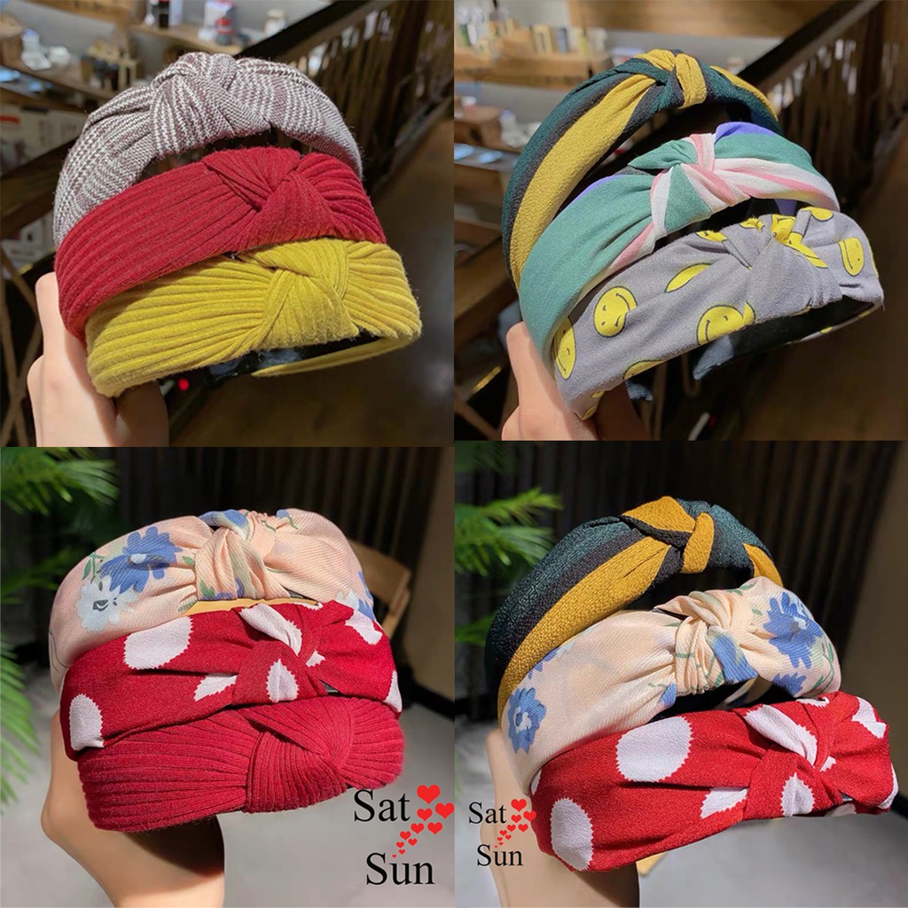 Bờm tóc turban nơ phối vải phong cách hàn quốc thanh lịch