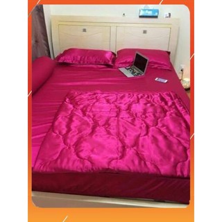 [Sale off] Chăn ga gối phi lụa_L8 (hồng đậm)