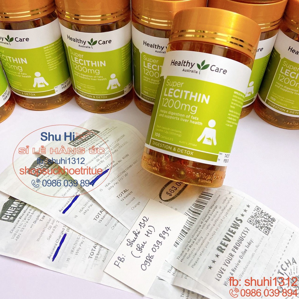 (Mẫu mới) Mầm Đậu Nành Super Lecithin Healthy Care 100 viên - 1200mg - đủ bill Chemist Úc