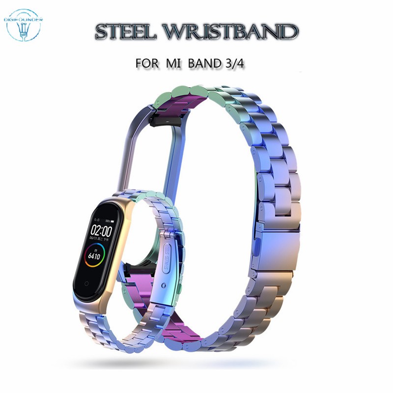 DG 10 Colors Xiaomi Mi Band 3/4 Stainless Steel Bracelet Wrist Strap Metal Mi Band 3/4 Strap
