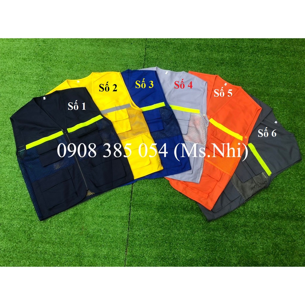 Áo khoát gile bảo hộ lao động vải kaki phối lưới thoáng mát- Hình thật