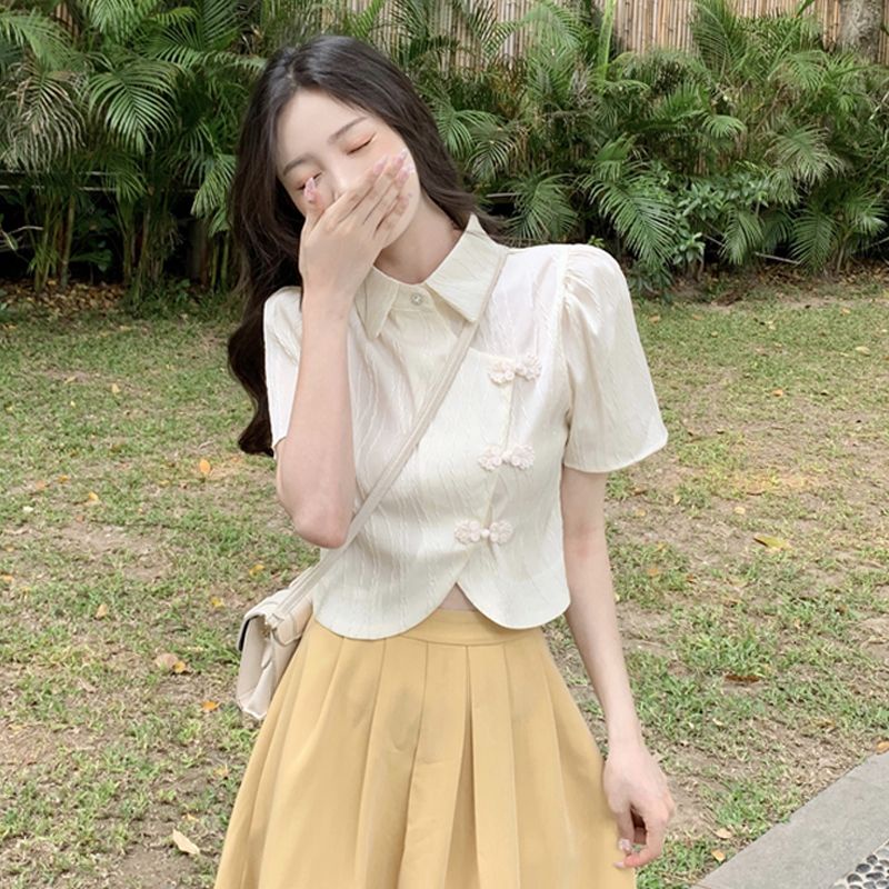 Set áo sơ mi tàu kèm chân váy hàng Quảng Châu loại 1