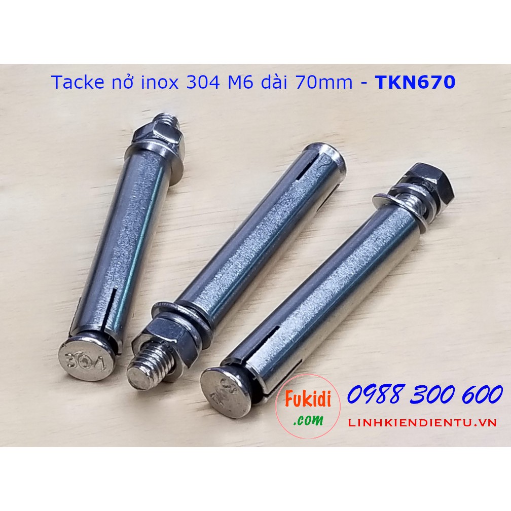 4 cái tắc kê nở, bu lông nở inox 304 M6, M8 chiều dài 70mm dùng gắn móc treo xích đu, móc treo ghế  - TKN670, TKN870