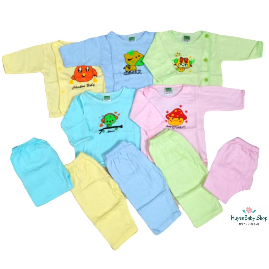 Set 3 bộ sơ sinh dài tay đồ màu Bossini