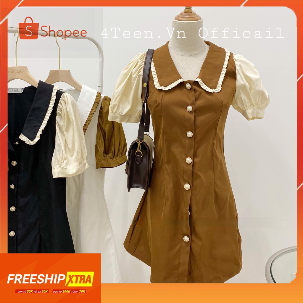 [4Teen.Vn ] 🍁 Váy thiết kế tweed cổ vest thiết kế by 4Teen.Vn chất cotton  sang chảnh, nữ tính-LWTVD369