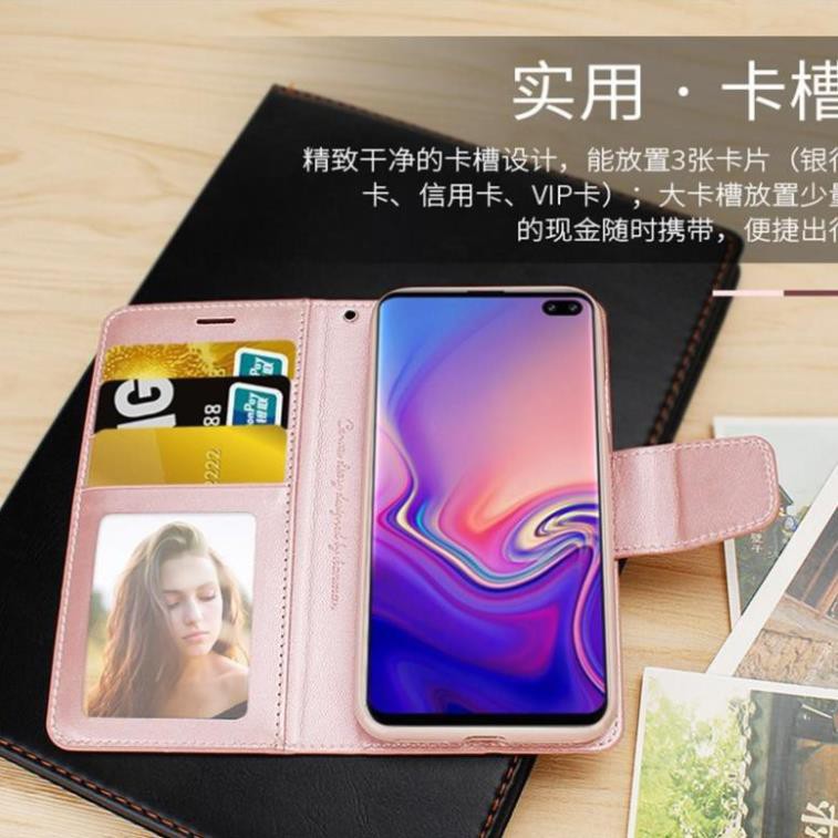 [FreeShip] Bao da dạng ví Samsung Galaxy S10 / S10 Plus hiệu Hanman cao cấp, ngăn đựng thẻ ATM tiền tiện lợi