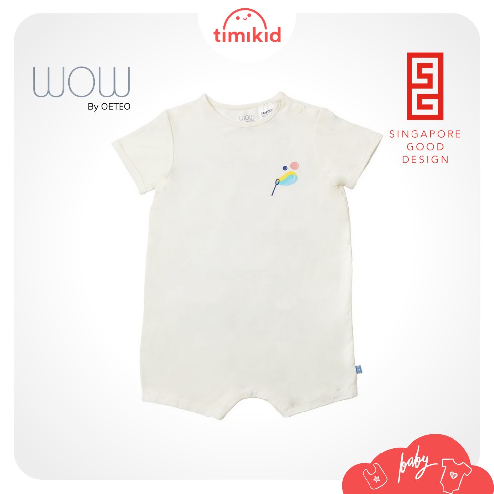 Combo 3 Bộ BodySuit Bé Trai Cao Cấp Wow By OETEO Size 3-18M - Body Cho Bé chất liệu Bamboo thoáng mát, họa tiết vũ trụ