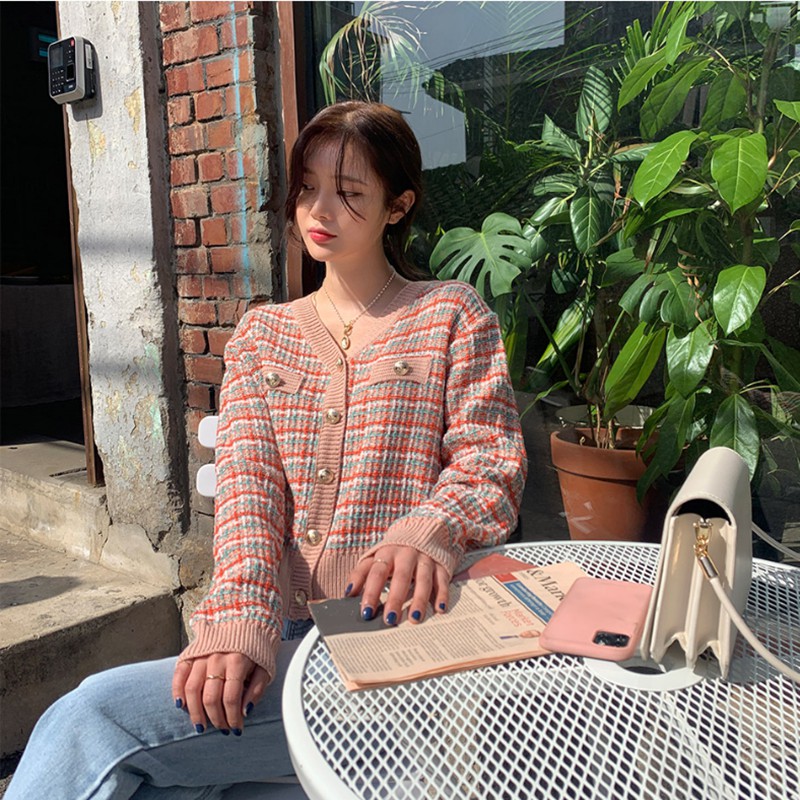 Áo khoác cardigan dệt kim tay dài thời trang thu đông Hàn Quốc mới