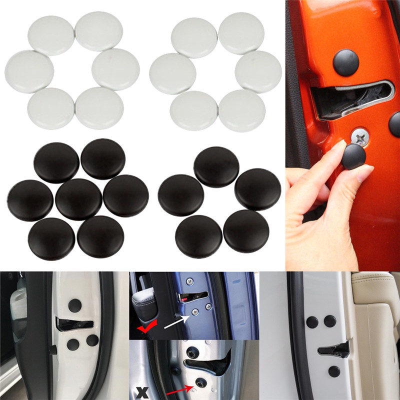 Bộ 12 Ốc Vít Mini 3M Dán Bảo Vệ Khóa Cửa Xe Hơi Chống Trầy Xước Màu Trắng Đen Thông Dụng