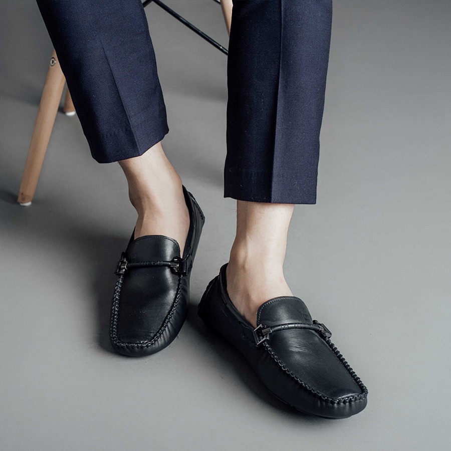 Giày Lười Nam LAFORCE Bo Viền Quai Ngang GNLA3105-1-D Tặng Tất UNIQLO Cao Cấp