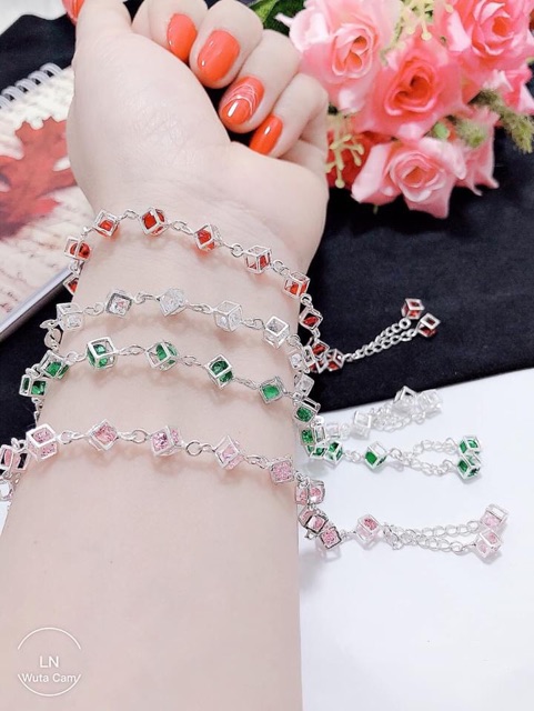 LẮC TAY HỘP VUÔNG RUBIC SANG CHẢNH CHO NỮ - LẮC TAY BẠC S925
