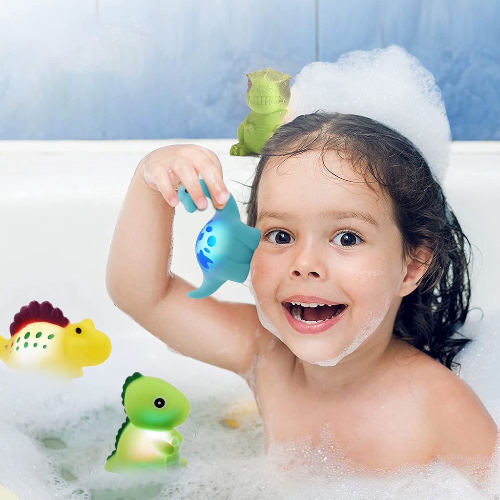 Set 6 Khủng Long Đồ Chơi Nổi Trên Nước Có Thể Thay Đổi Màu Sắc Dành Cho Trẻ Em Dùng Trong Bồn Tắm Quà Tặng 1-Shcy50