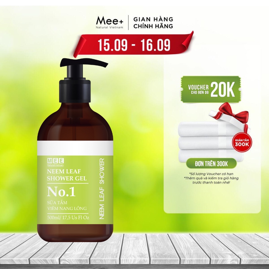 Sữa tắm viêm nang lông 500ml - Giảm mụn, ngừa viêm nang lông - Mee Natural