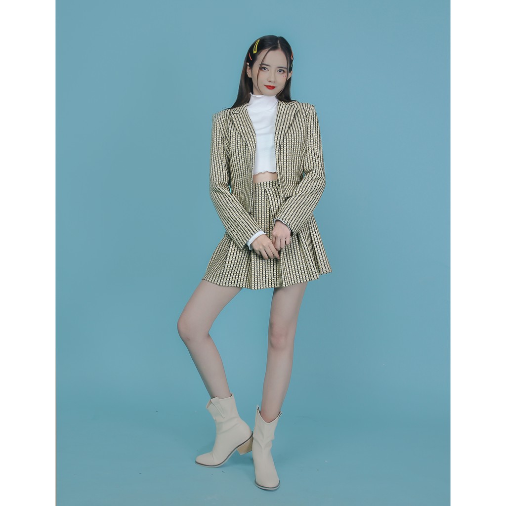 SET áo blazer croptop tay dài sọc tweed Dalla (có bán riêng sản phẩm) | BigBuy360 - bigbuy360.vn