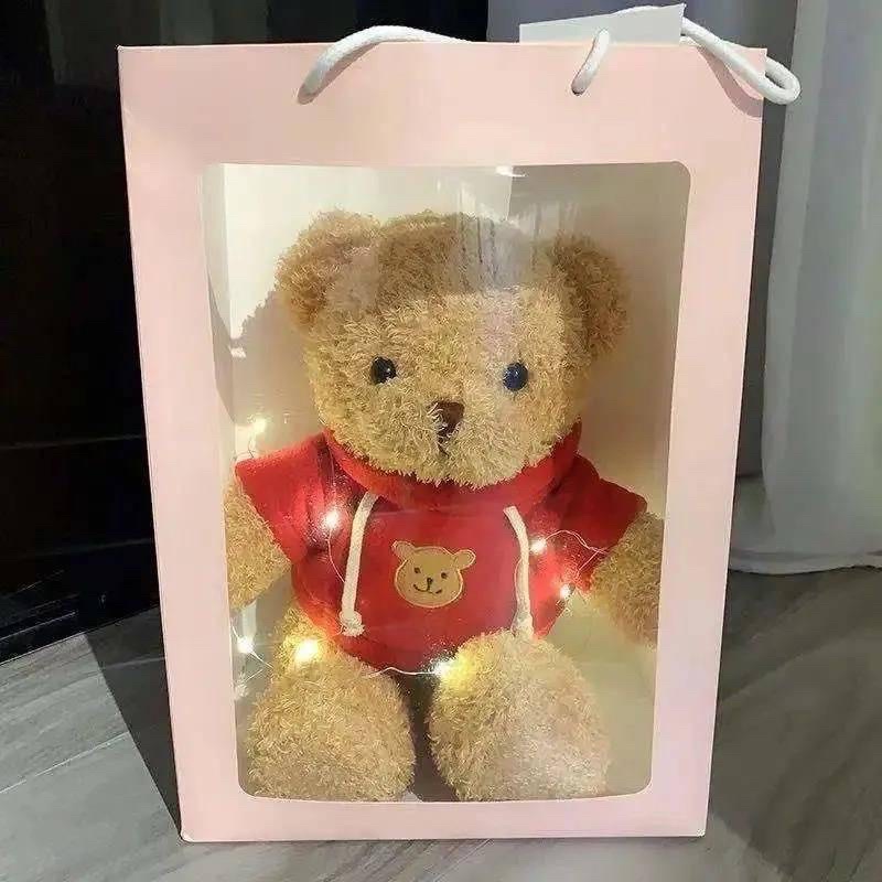 Gấu Bông Teddy Chỉ Mềm Mượt Cao Cấp kèm Túi Kiếng + Đèn Led Quà Tặng Ý Nghĩa Gấu Bông giá Rẻ
