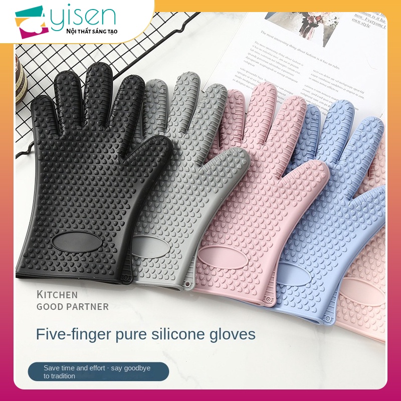 Găng Tay Silicone Cách Nhiệt Chống Trượt Tiện Dụng Cho Nhà Bếp