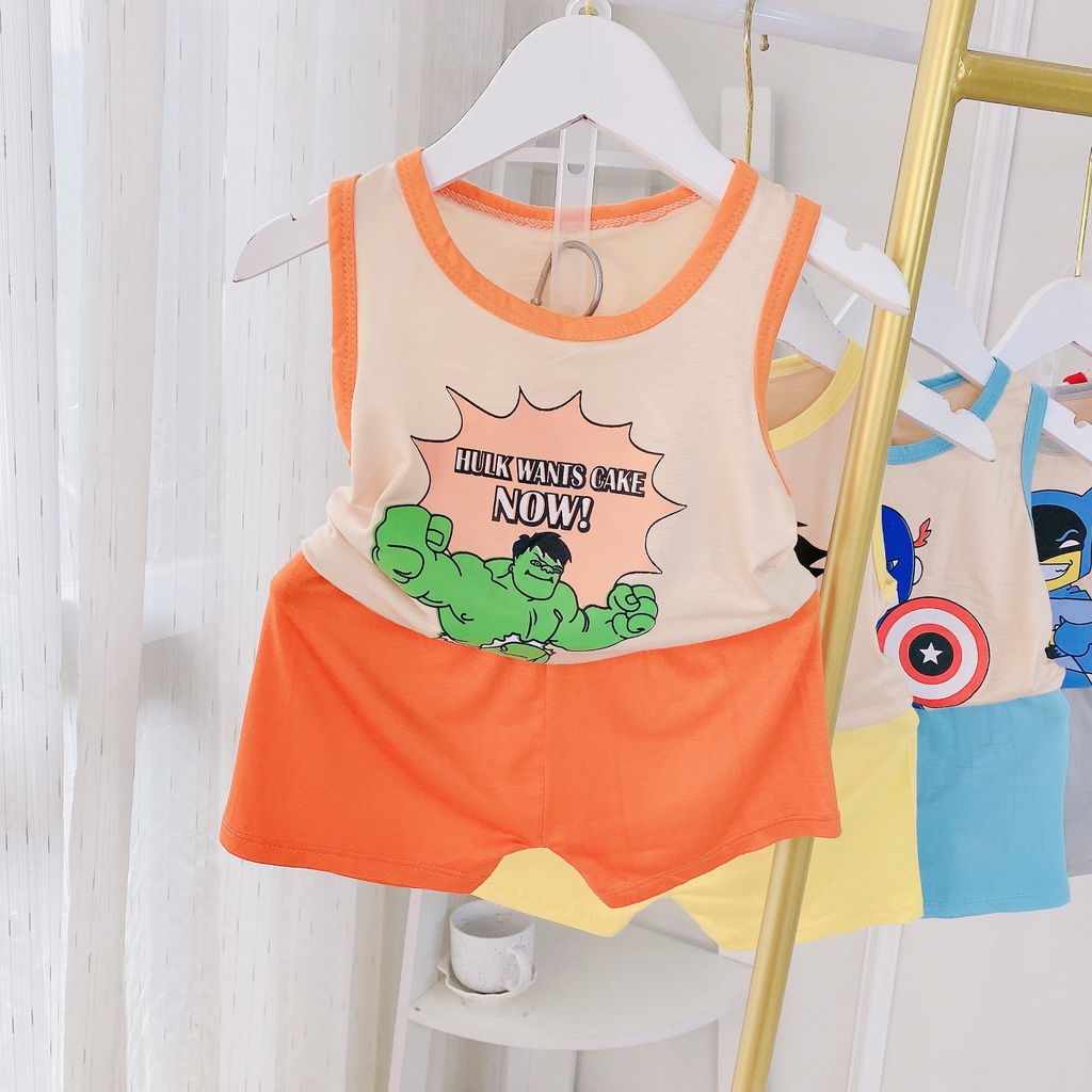 Bộ quần áo ba lỗ cho bé trai hình siêu nhân vui nhộn chất thun lạnh thoáng mát mesocshop