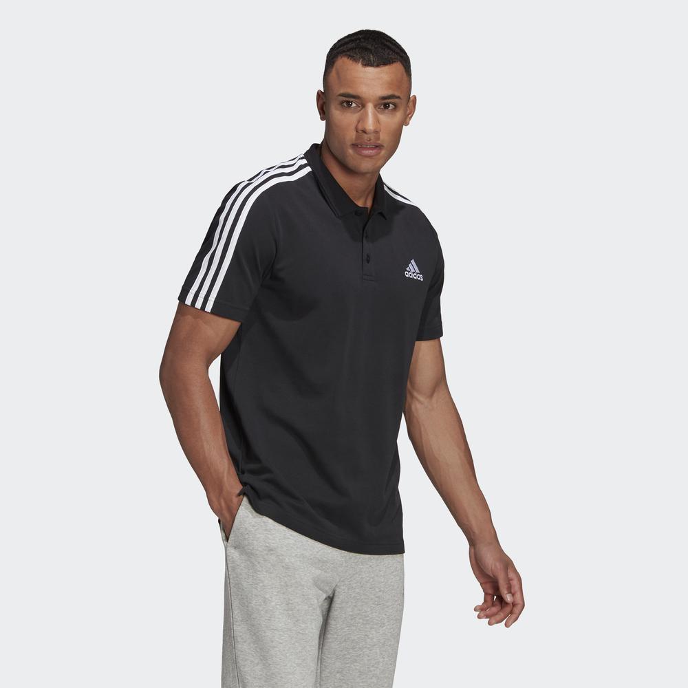 Áo Polo adidas Nam Áo polo 3 Sọc thêu logo nhỏ vải piqué AEROREADY Essentials Màu đen GK9097