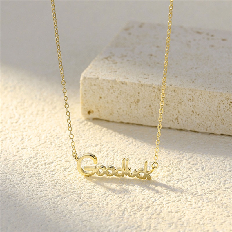 Vòng cổ Mặt Khắc Chữ Goodluck Bằng Đồng