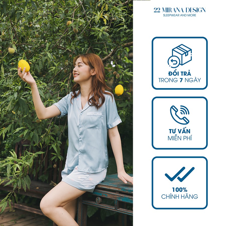 Đồ ngủ nữ, Pijama đùi họa tiết 48-70kg cao cấp kiểu dáng đẹp vải Tsumugi lạnh Nhật Bản MIRANA