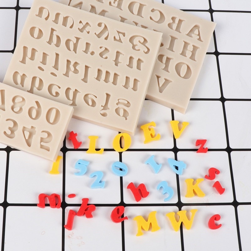 set 3 khuôn silicon chữ và số nhỏ trang trí bánh