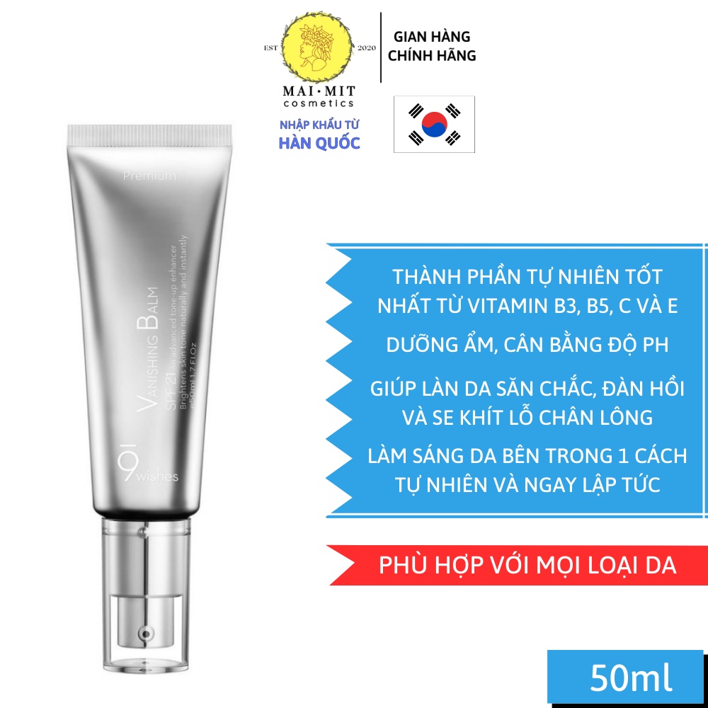 Kem dưỡng trắng nâng tone da 9Wishes Vanishing Balm Premium SPF 21++ 50ml