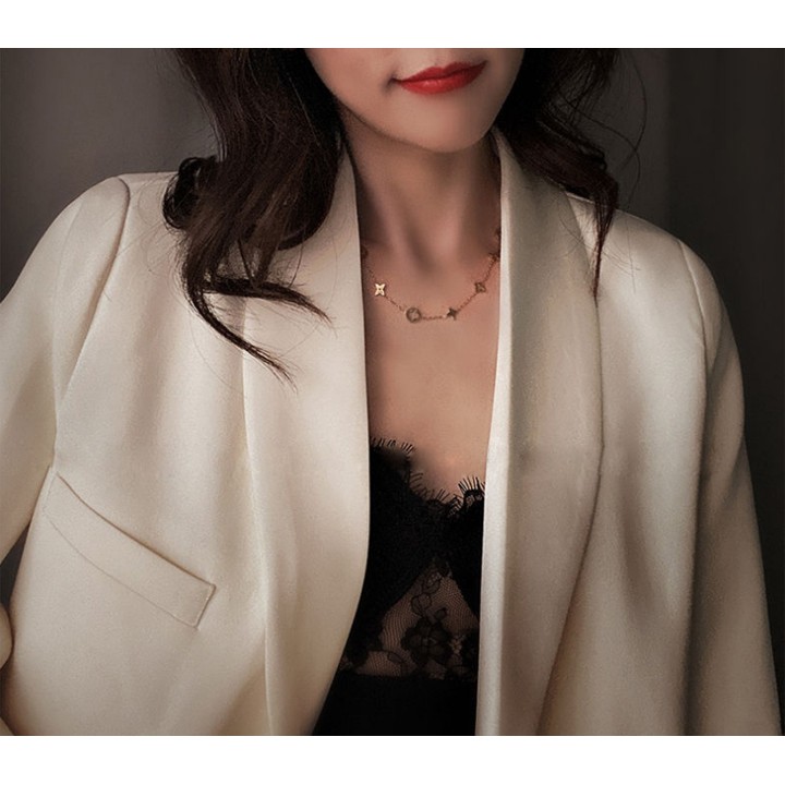 Dây chuyền nữ titan cao cấp chuỗi hoa 4 cánh siêu đẹp, bền màu, hợp thời trang, dễ phối đồ