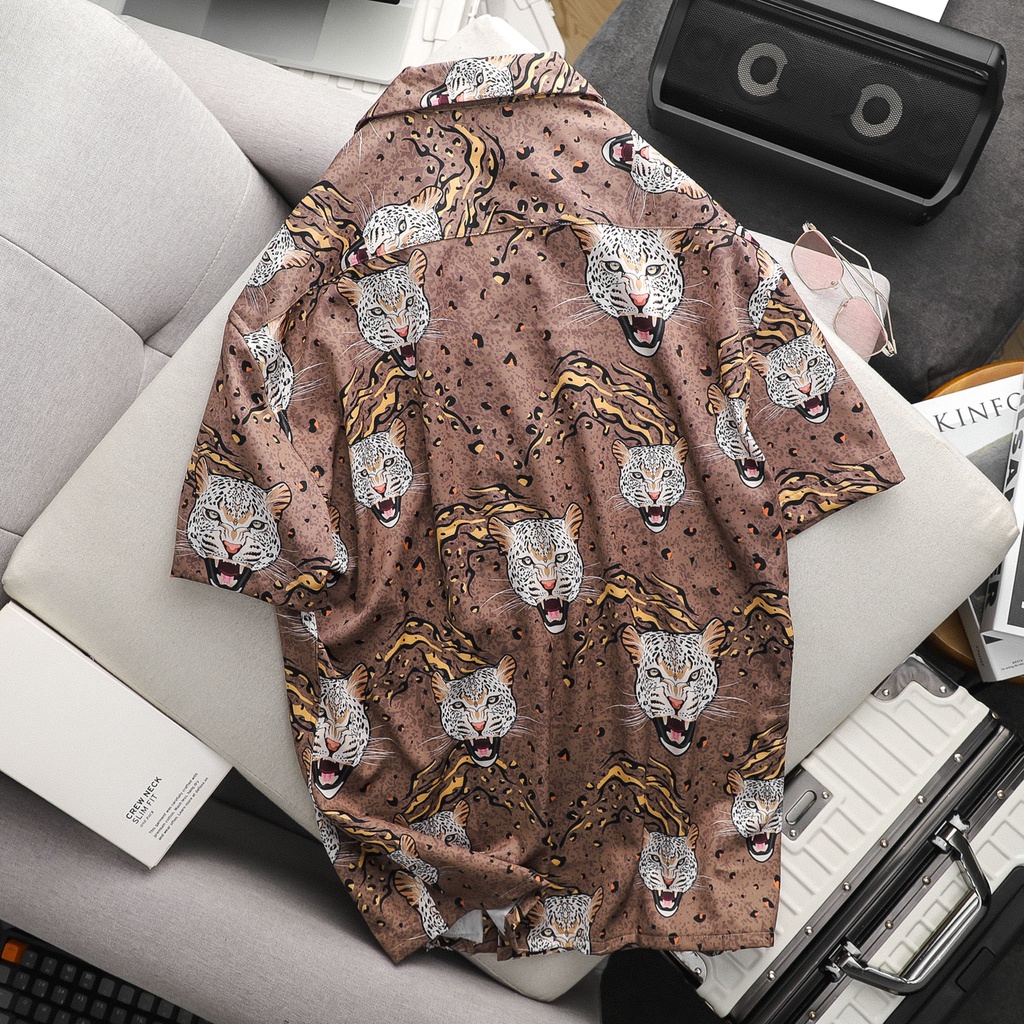Áo Sơ Mi Nam Relaxed Leopard Brown , Chất Vải Cotton Blend Thoải Mái , SM006028 ,SOMEHOW