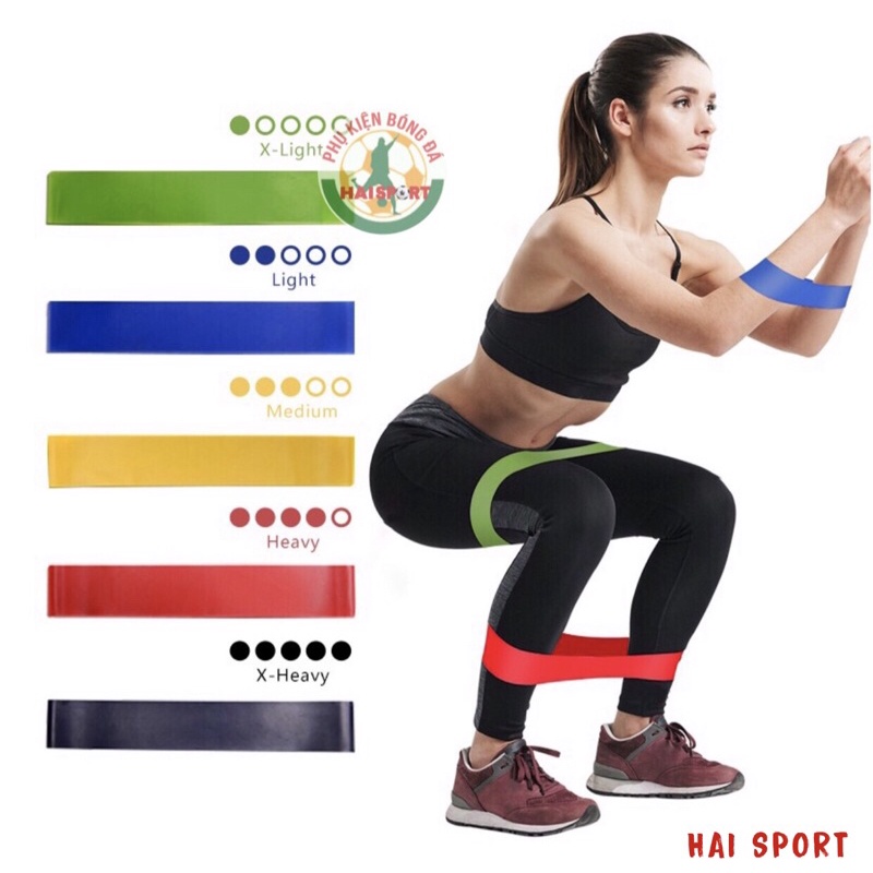 Dây mini Band, Dây cao su kháng lực tập Gym chân mông đùi toàn thân tại nhà ( Túi 5 chiếc )