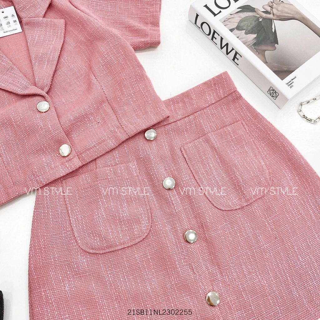 Set vest croptop tay ngắn + chân váy phối nút thời trang ulzzang Hàn Quốc Fmstyle Saigon 21SB11NL2302 | BigBuy360 - bigbuy360.vn